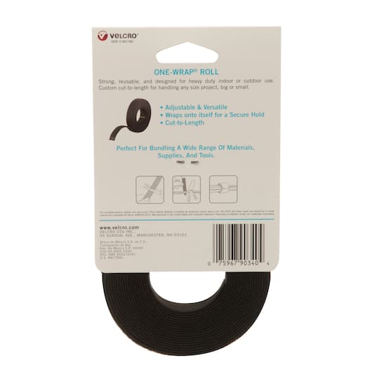 VELCRO® Brand ONE-WRAP® Black Roll, 12ft.